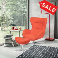 Flash Furniture ZB-WING-CH-OT-ORG-FAB-GG Orange Fabric Swivel Wing Chair and Ottoman Set